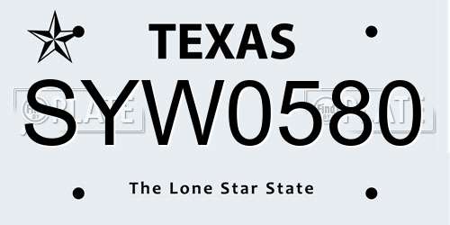 SYW0580 Texas License Plate