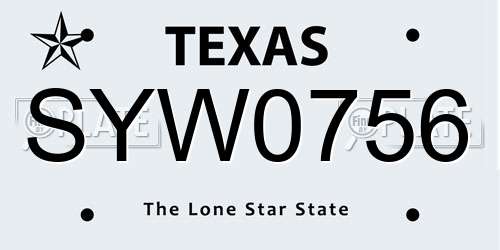 SYW0756 Texas License Plate