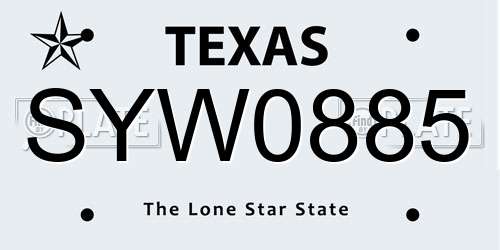 SYW0885 Texas License Plate