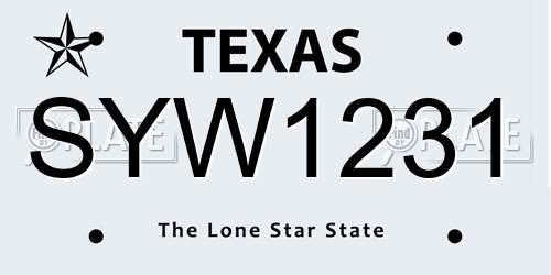 SYW1231 Texas License Plate