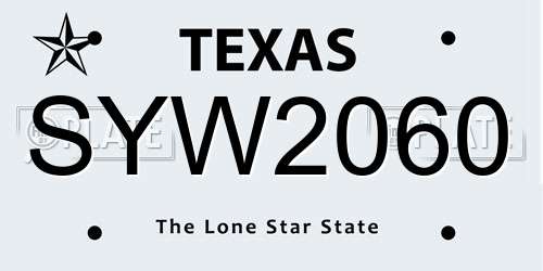 SYW2060 Texas License Plate
