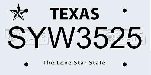 SYW3525 Texas License Plate