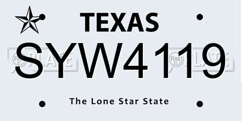 SYW4119 Texas License Plate
