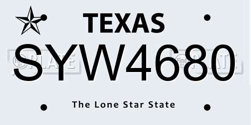 SYW4680 Texas License Plate
