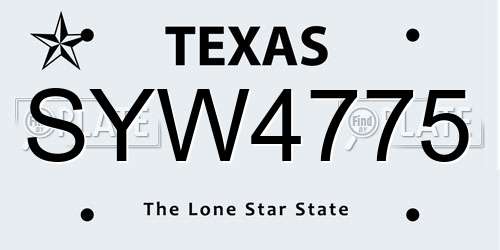 SYW4775 Texas License Plate