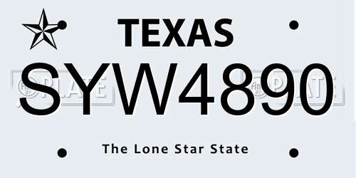 SYW4890 Texas License Plate