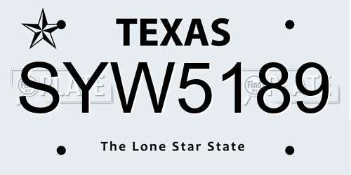 SYW5189 Texas License Plate