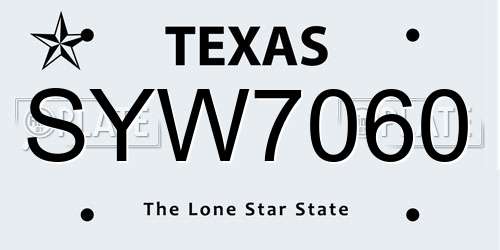 SYW7060 Texas License Plate