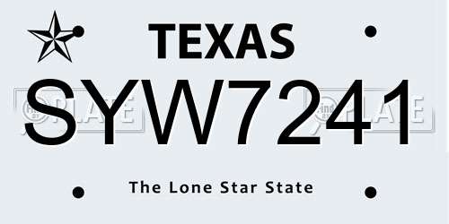 SYW7241 Texas License Plate