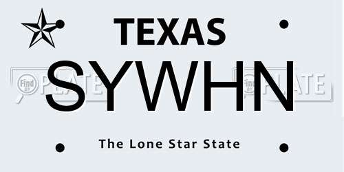 SYWHN Texas License Plate