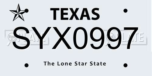 SYX0997 Texas License Plate