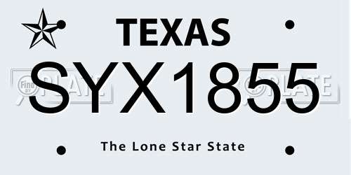 SYX1855 Texas License Plate