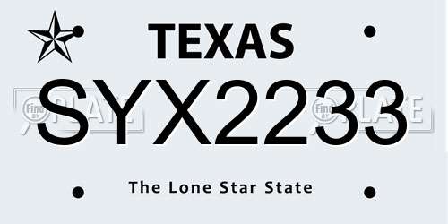 SYX2233 Texas License Plate