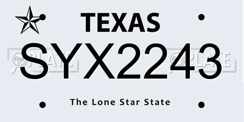 SYX2243 Texas License Plate