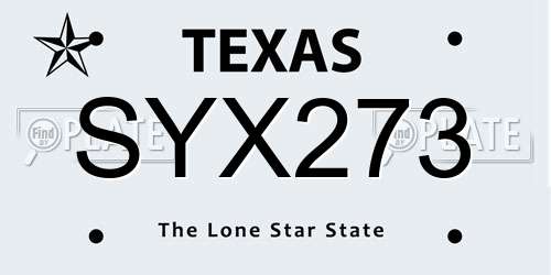 SYX273 Texas License Plate