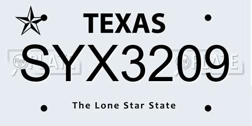 SYX3209 Texas License Plate