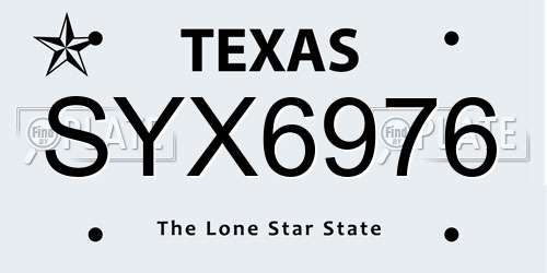 SYX6976 Texas License Plate