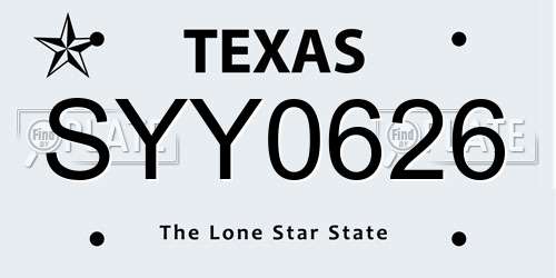 SYY0626 Texas License Plate