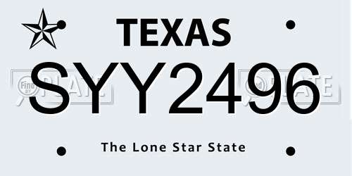 SYY2496 Texas License Plate