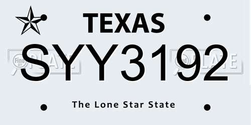SYY3192 Texas License Plate