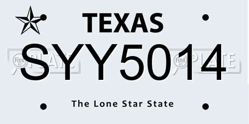 SYY5014 Texas License Plate
