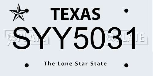 SYY5031 Texas License Plate