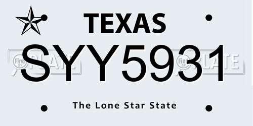 SYY5931 Texas License Plate