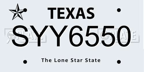 SYY6550 Texas License Plate