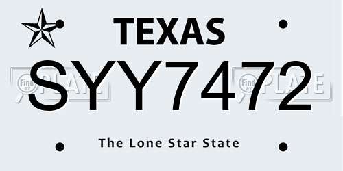 SYY7472 Texas License Plate