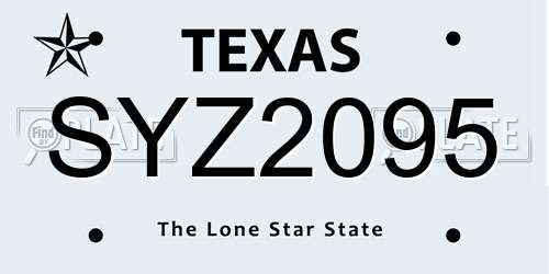 SYZ2095 Texas License Plate