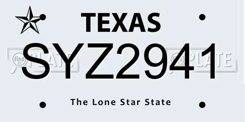 SYZ2941 Texas License Plate