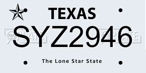 SYZ2946 Texas License Plate