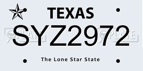 SYZ2972 Texas License Plate