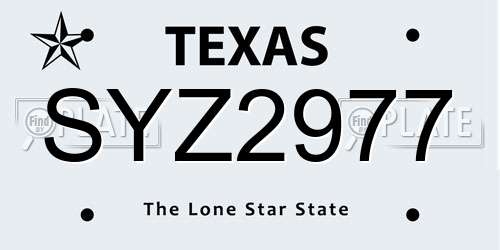 SYZ2977 Texas License Plate