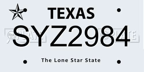 SYZ2984 Texas License Plate