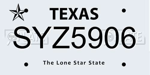SYZ5906 Texas License Plate