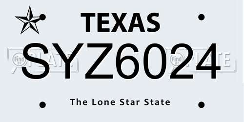 SYZ6024 Texas License Plate
