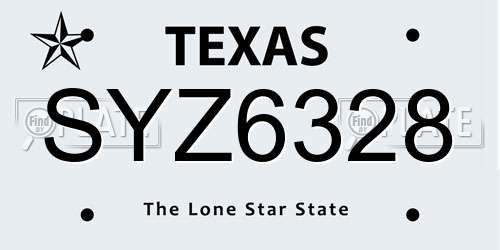 SYZ6328 Texas License Plate