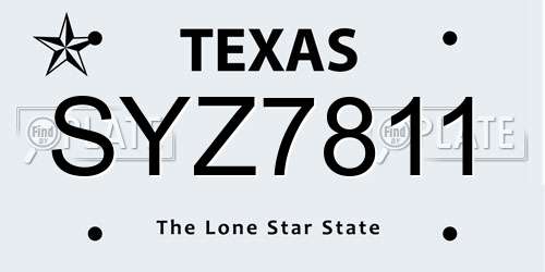 SYZ7811 Texas License Plate