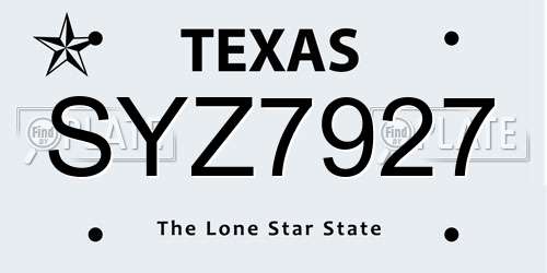 SYZ7927 Texas License Plate