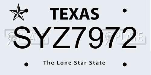 SYZ7972 Texas License Plate