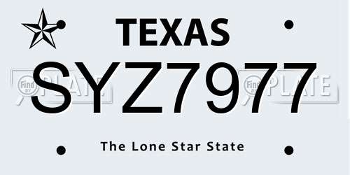 SYZ7977 Texas License Plate