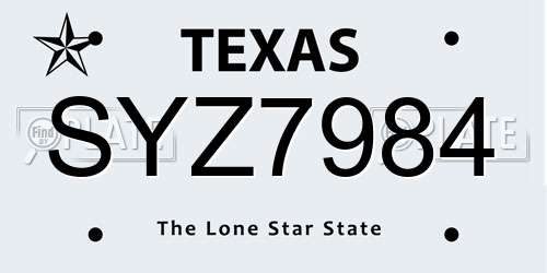 SYZ7984 Texas License Plate