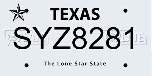 SYZ8281 Texas License Plate