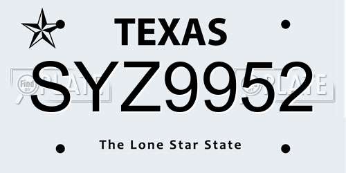 SYZ9952 Texas License Plate