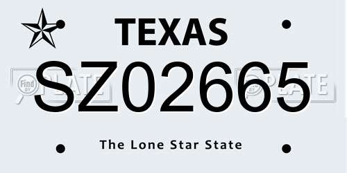 SZ02665 Texas License Plate
