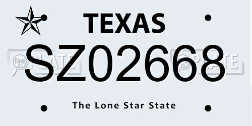 SZ02668 Texas License Plate