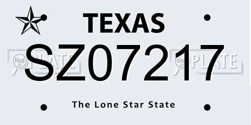 SZ07217 Texas License Plate