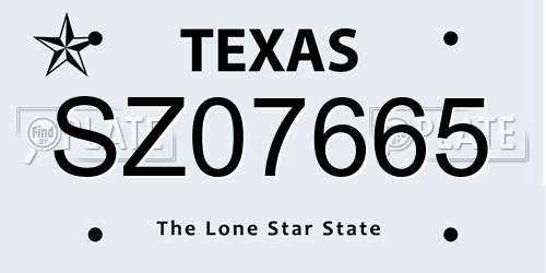 SZ07665 Texas License Plate