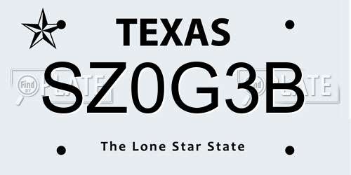 SZ0G3B Texas License Plate
